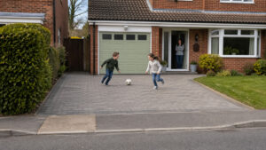 KIds Playing next to Garage Door