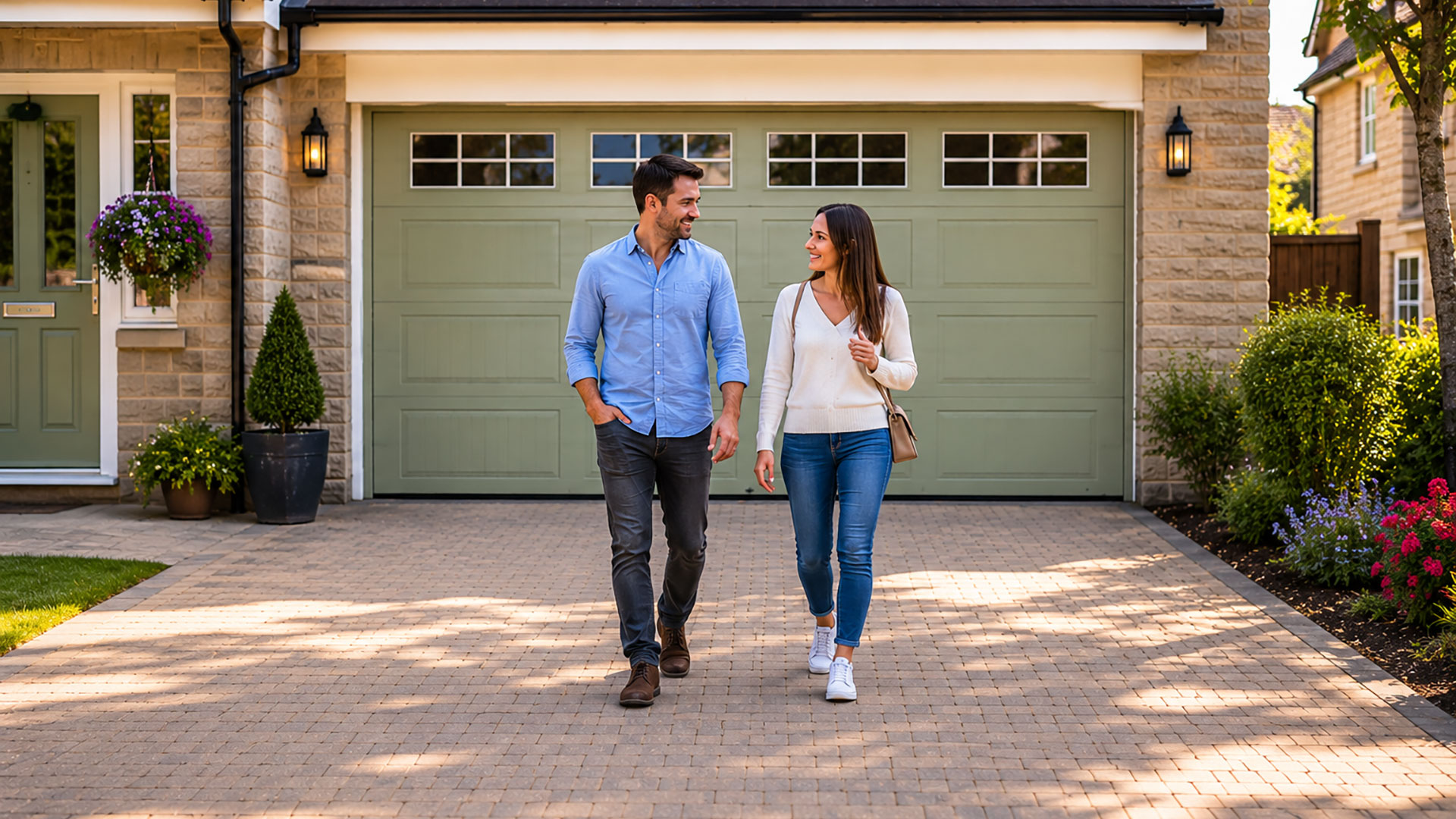 Garage doors for prefabricated concrete garages